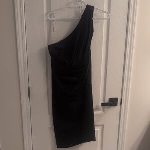 David's Bridal Black One-Shoulder Dress